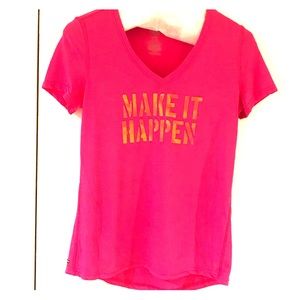 Danskin Hot Pink V-Neck Motivational Workout Top